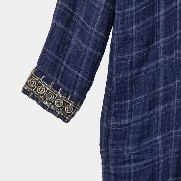 Johnny Was Workshop Esmerelda Embroidered Plaid Tunic M Floral Boho Western NWT - Picture 3 of 9